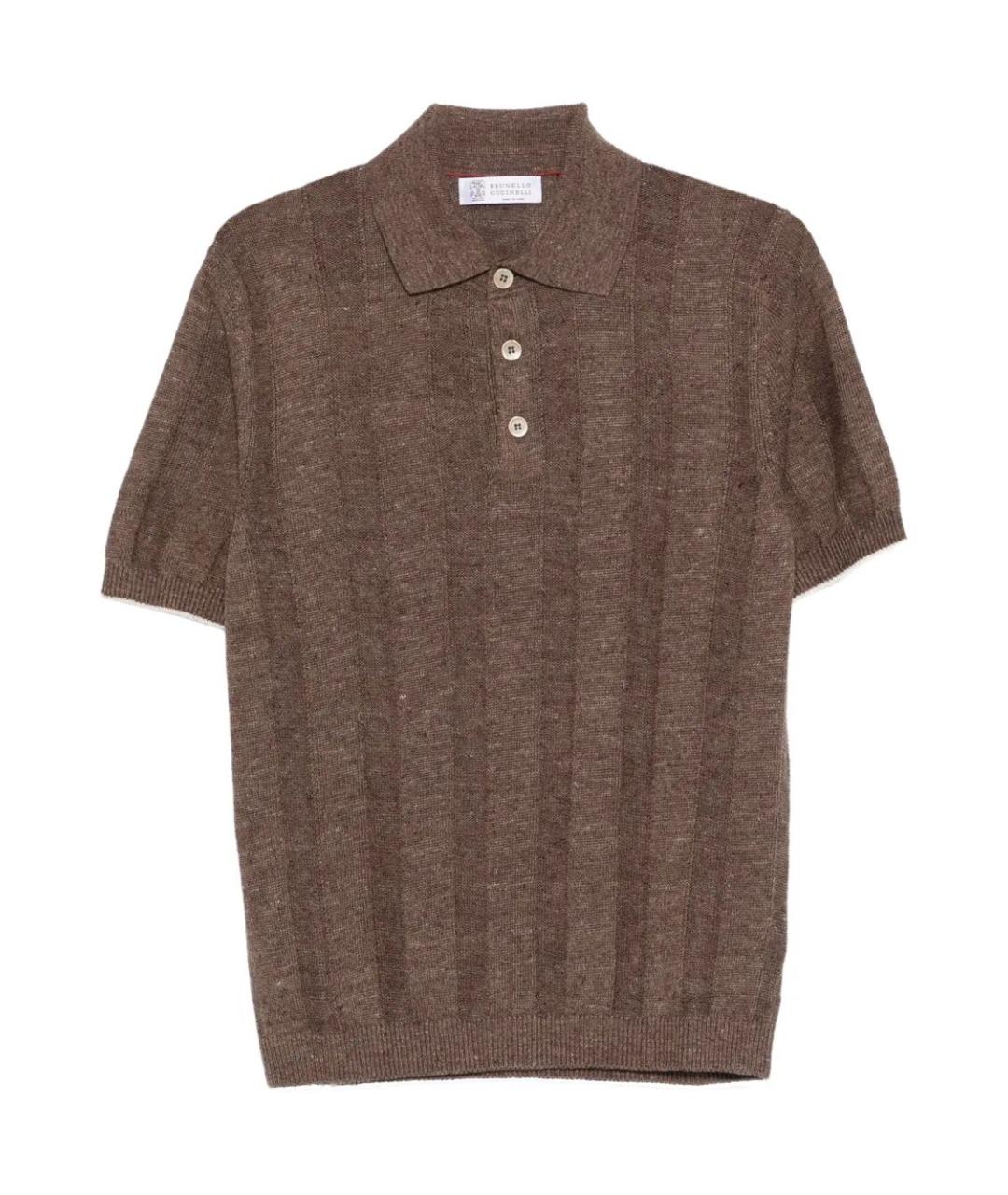 BRUNELLO CUCINELLI Коричневая хлопковая футболка, фото 1