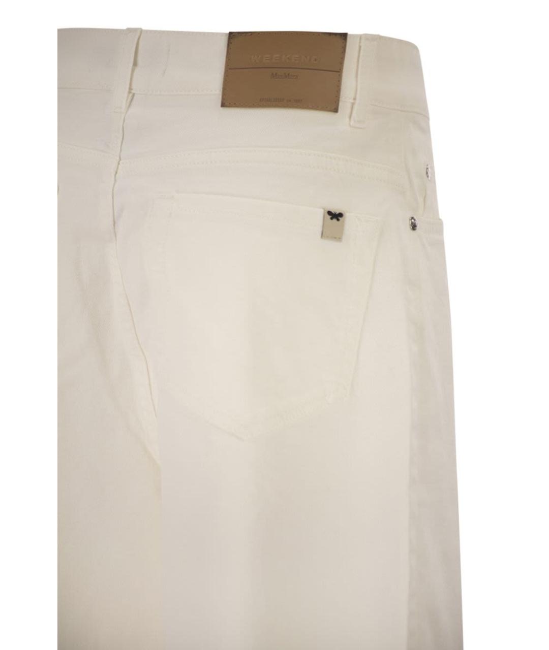 WEEKEND MAX MARA Белые хлопковые прямые брюки, фото 4