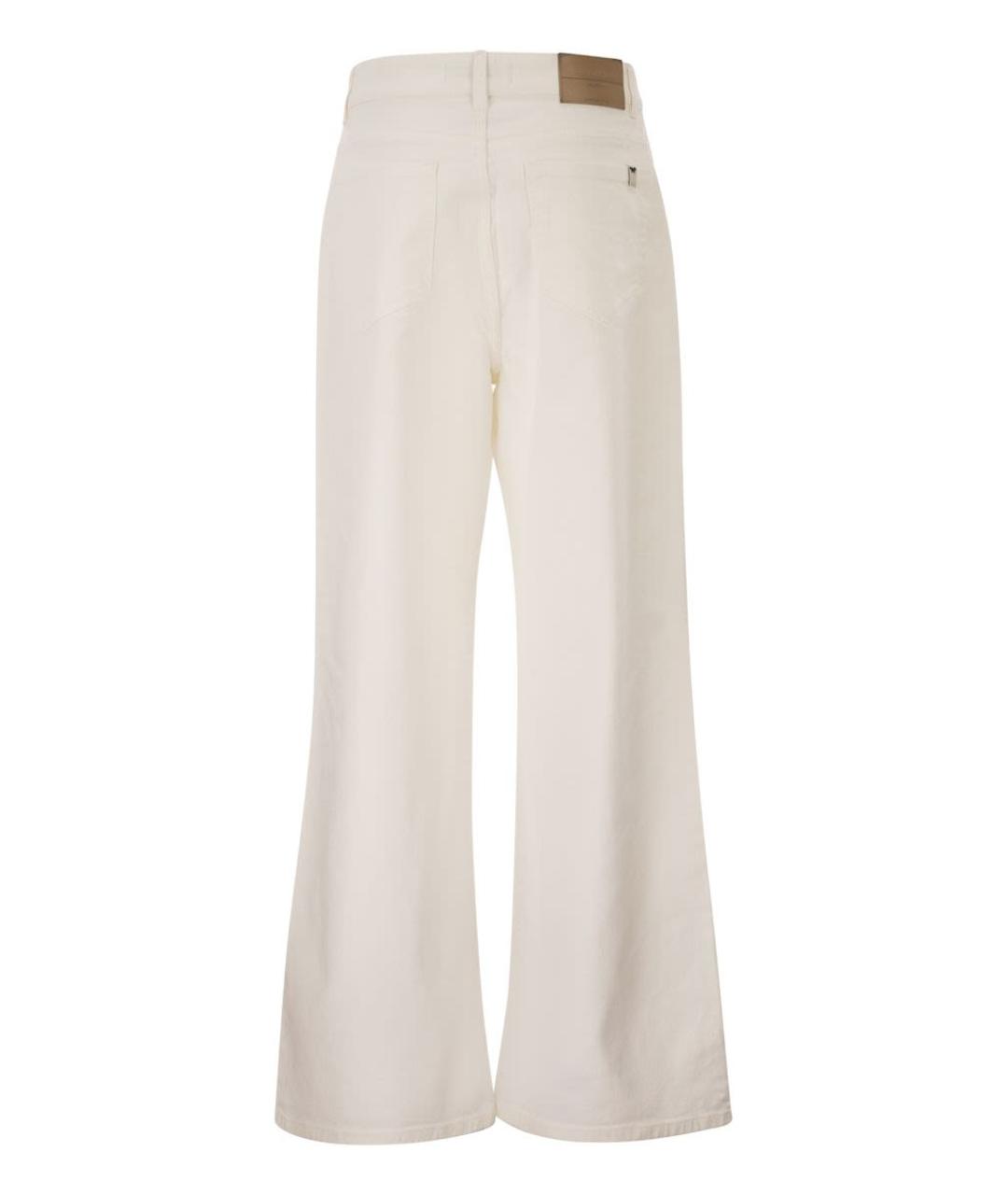 WEEKEND MAX MARA Белые хлопковые прямые брюки, фото 2