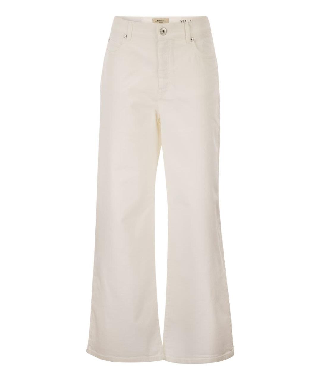 WEEKEND MAX MARA Белые хлопковые прямые брюки, фото 1