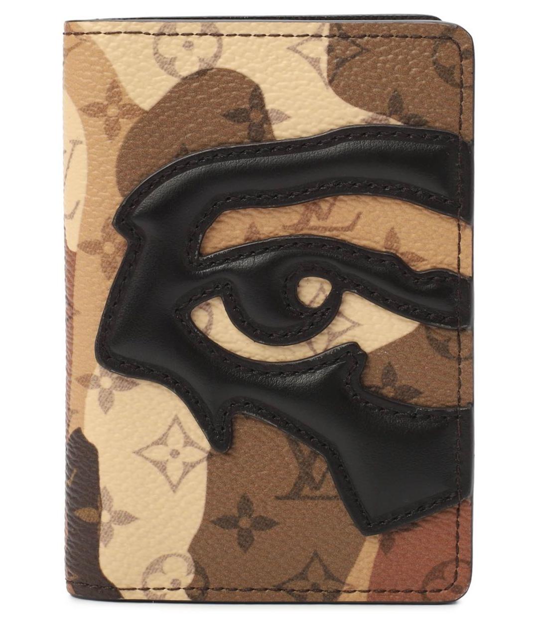 LOUIS VUITTON Коричневый кожаный кардхолдер, фото 1