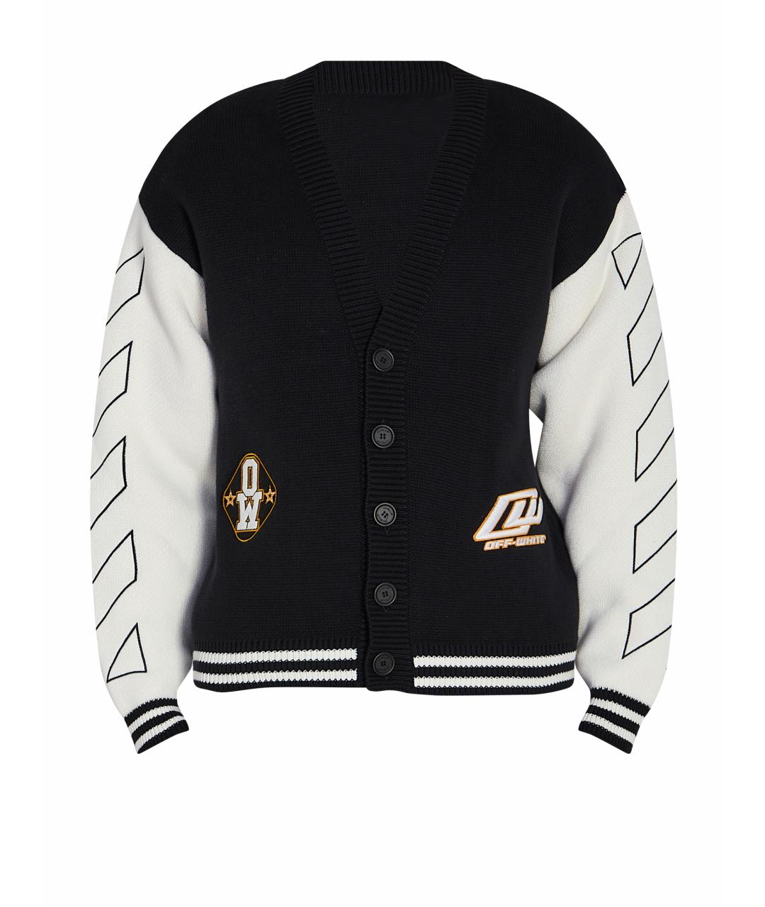 OFF-WHITE Черный хлопковый кардиган, фото 1