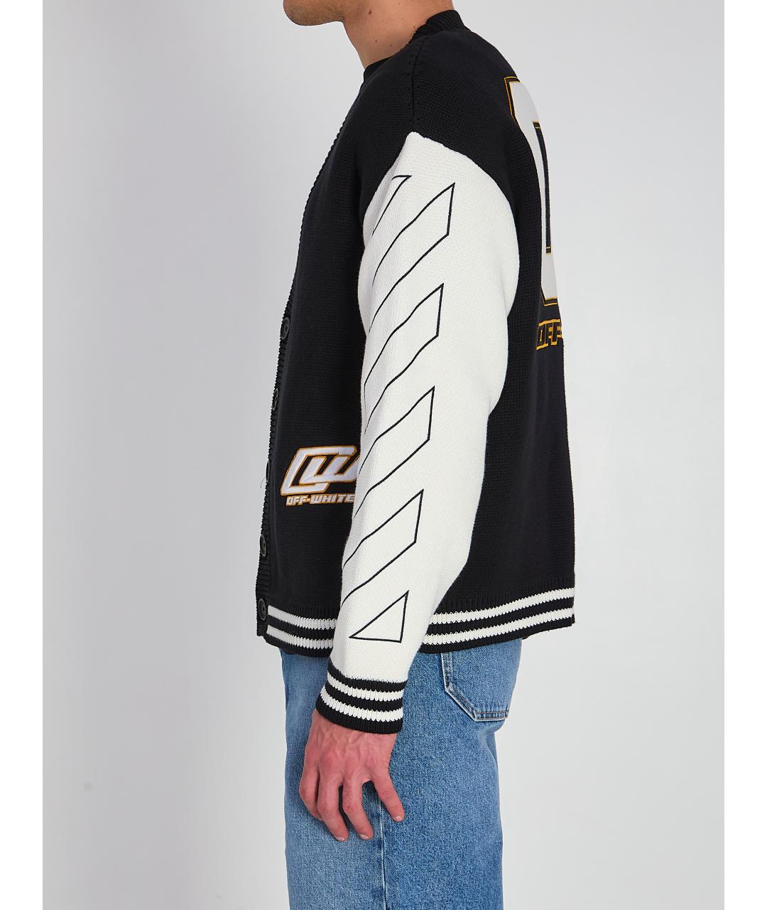 OFF-WHITE Черный хлопковый кардиган, фото 3