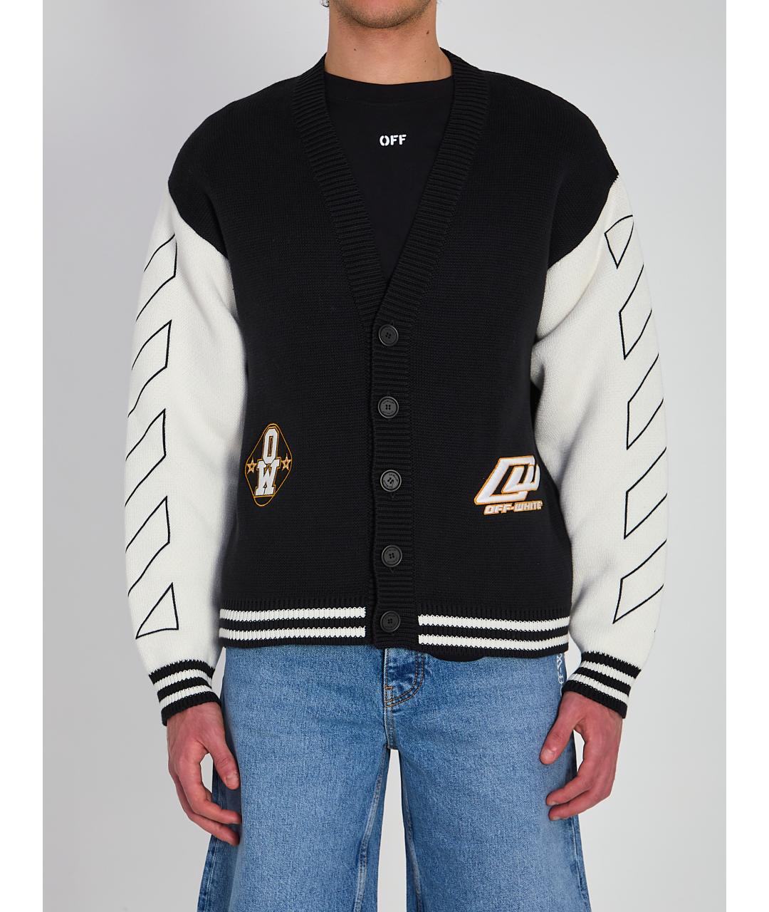 OFF-WHITE Черный хлопковый кардиган, фото 6