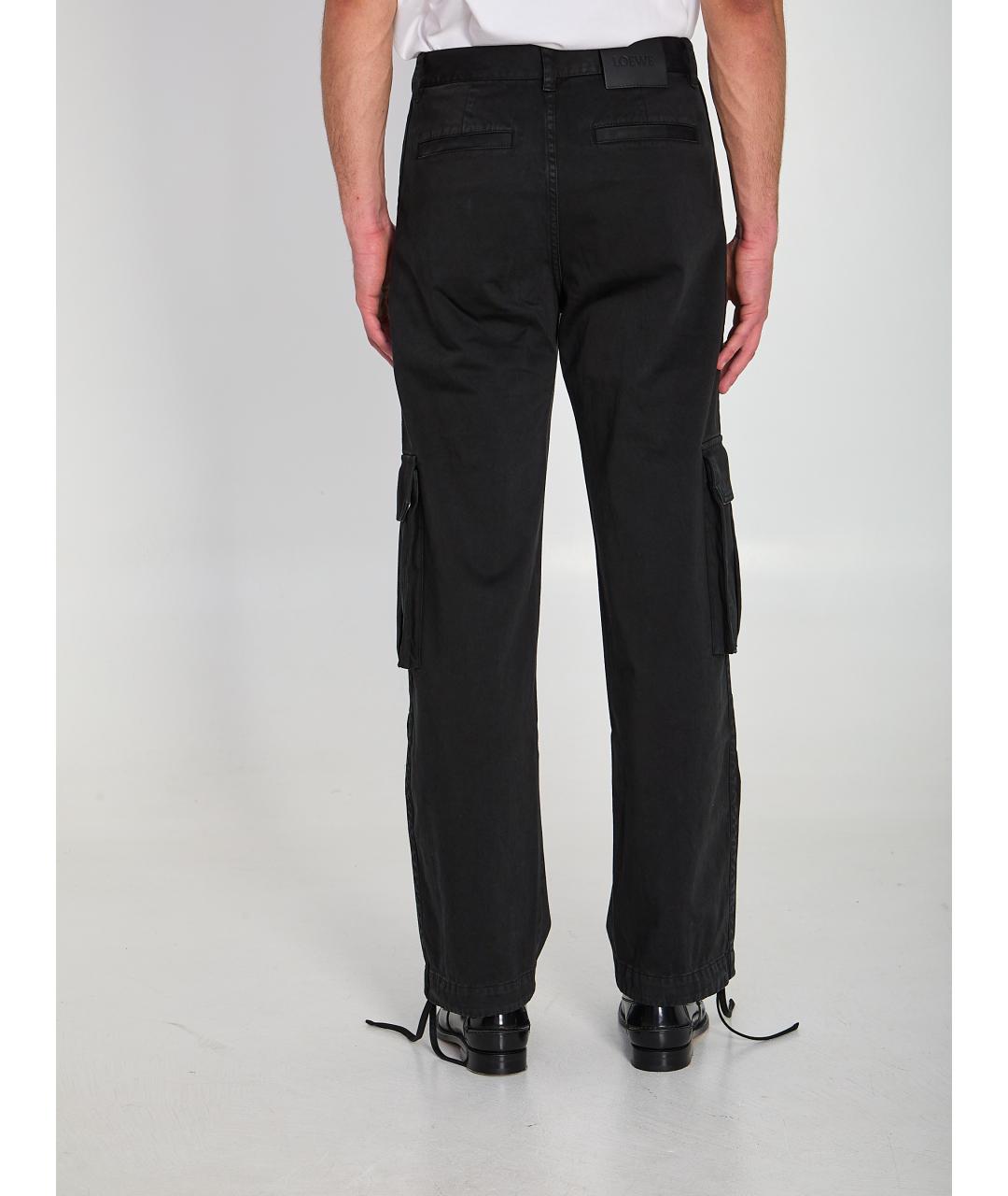 LOEWE Черные хлопковые повседневные брюки, фото 4