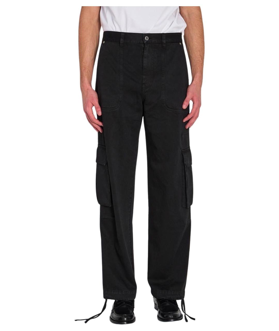 LOEWE Черные хлопковые повседневные брюки, фото 1