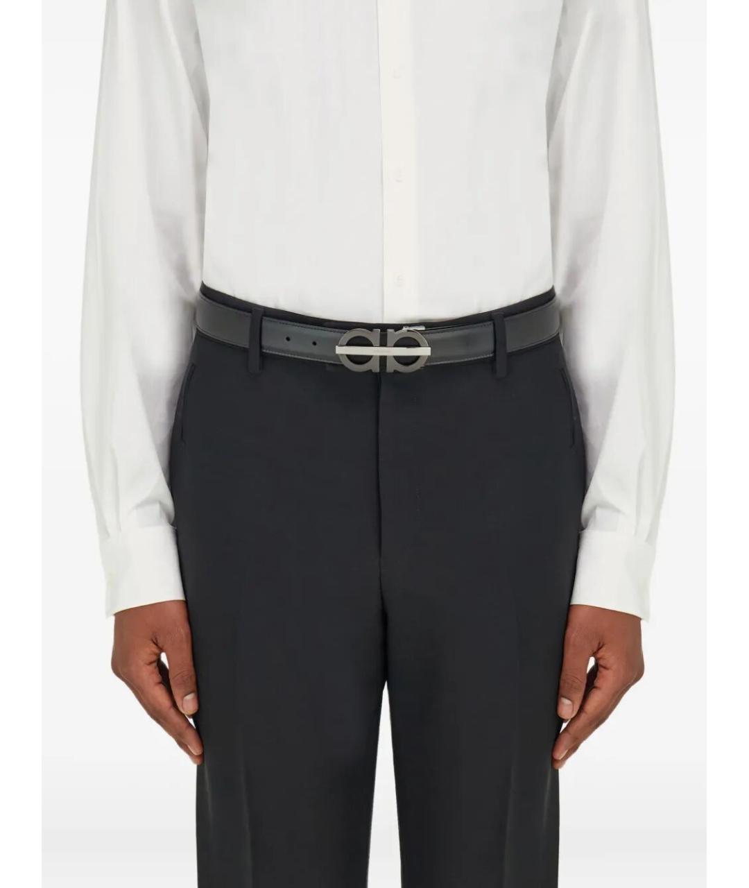 FERRAGAMO Черный кожаный ремень, фото 2