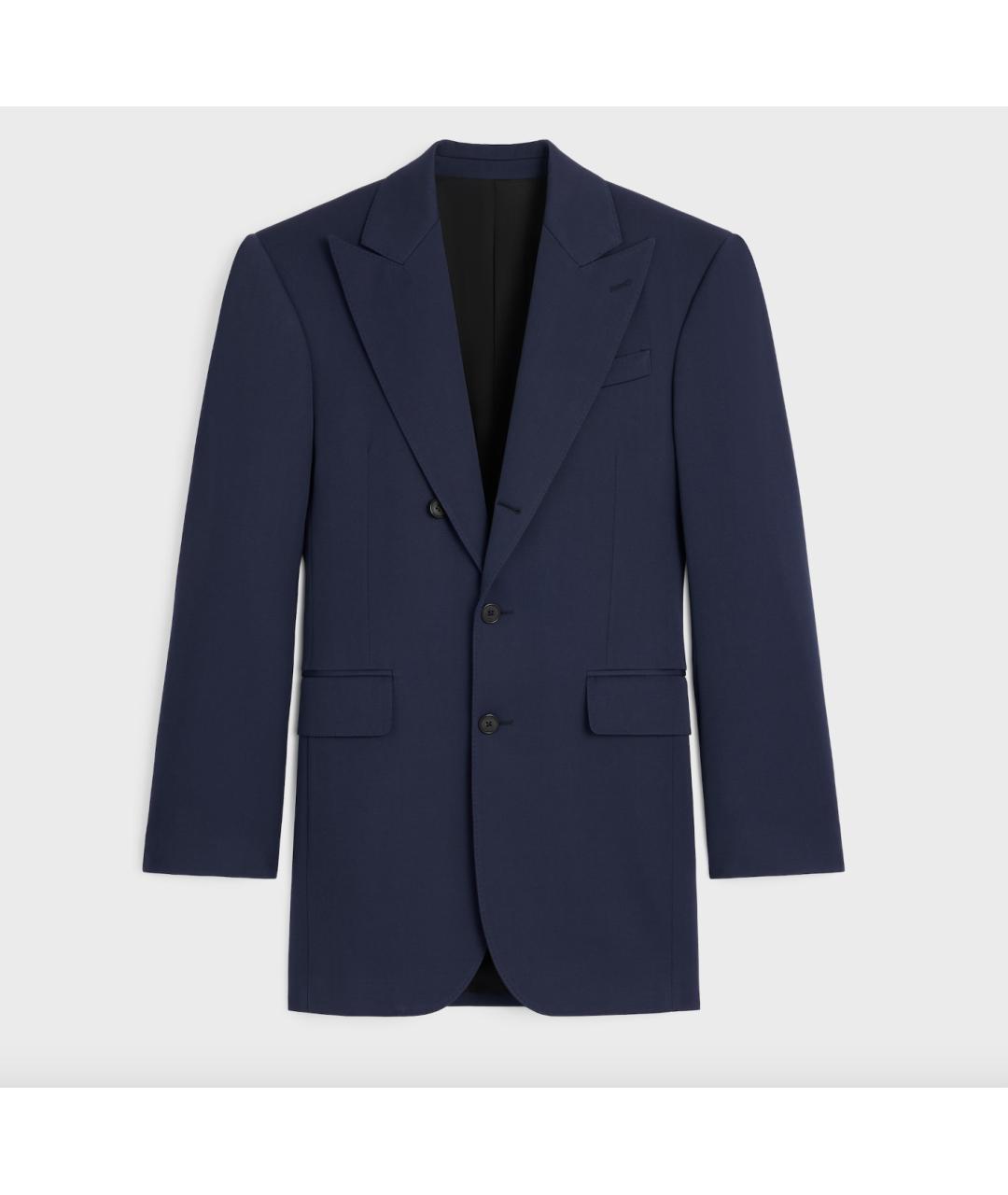 CELINE Синий шерстяной жакет/пиджак, фото 8