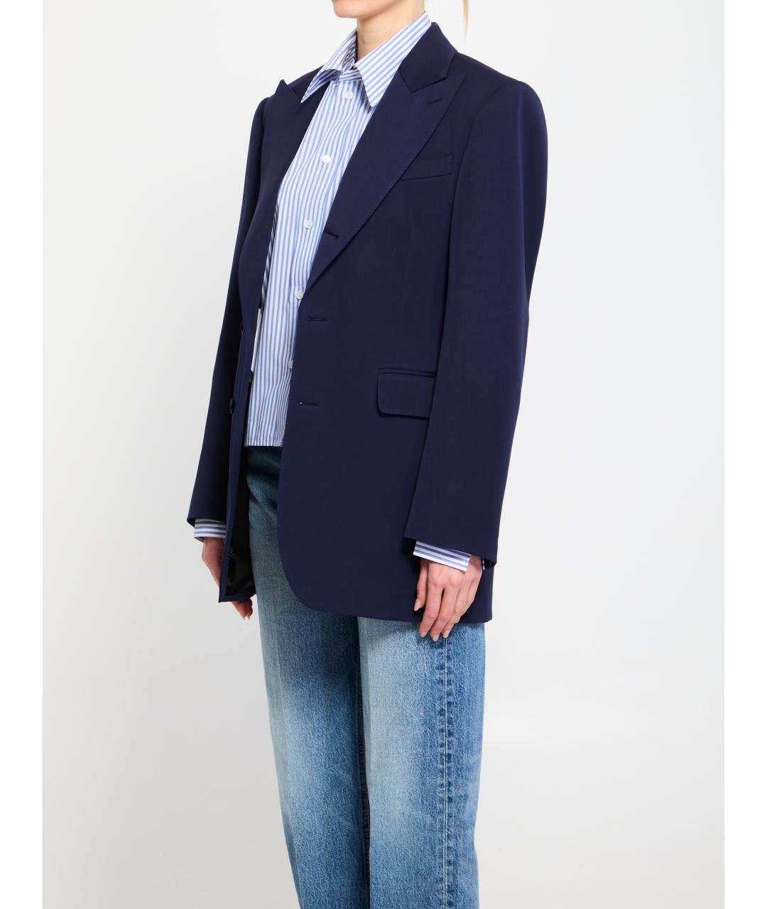 CELINE Синий шерстяной жакет/пиджак, фото 3