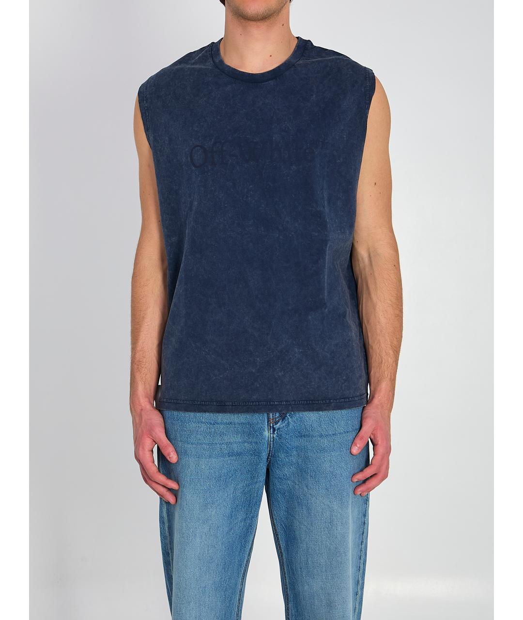 OFF-WHITE Синяя хлопковая майка, фото 5