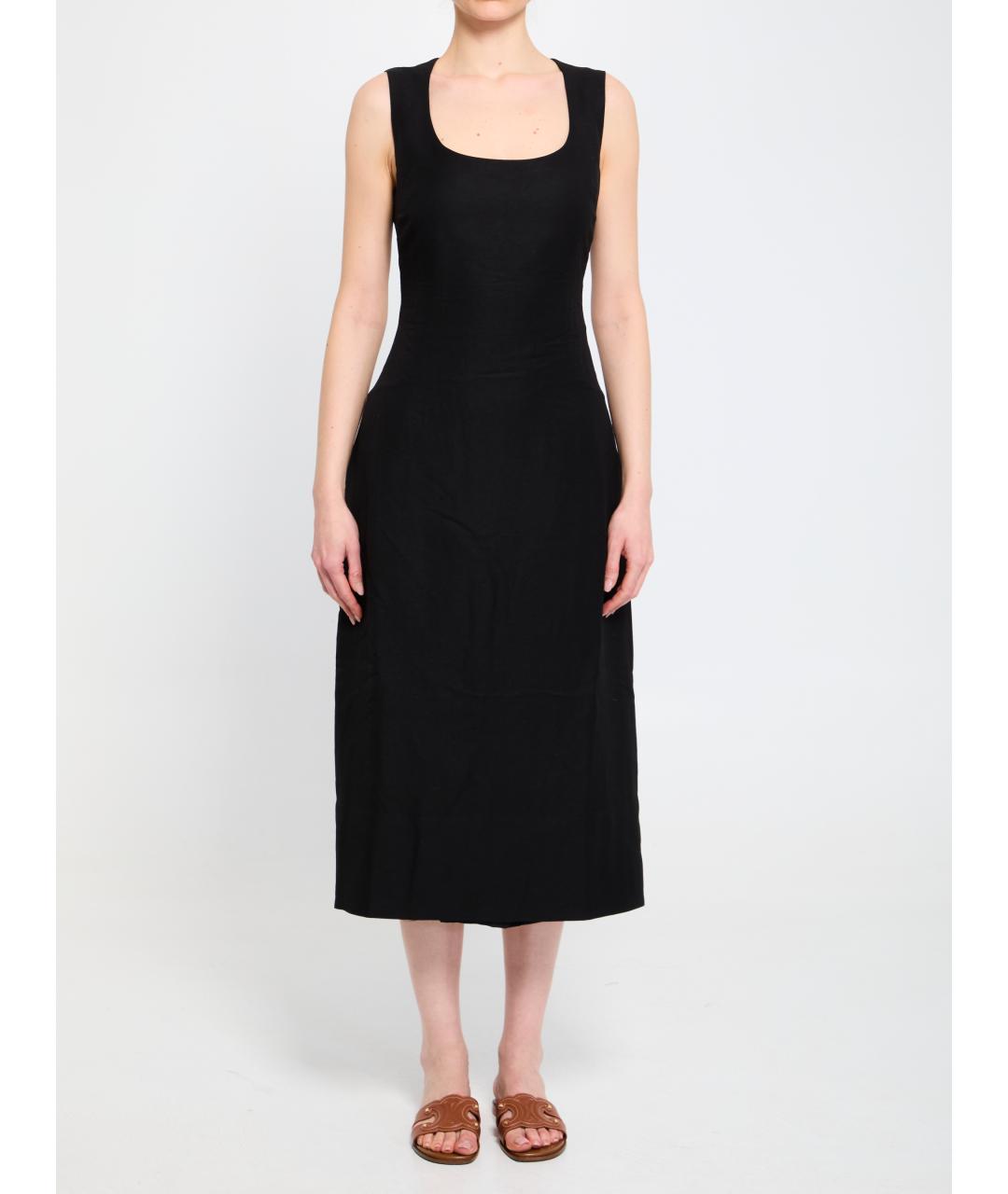 JACQUEMUS Черное льняное повседневное платье, фото 5