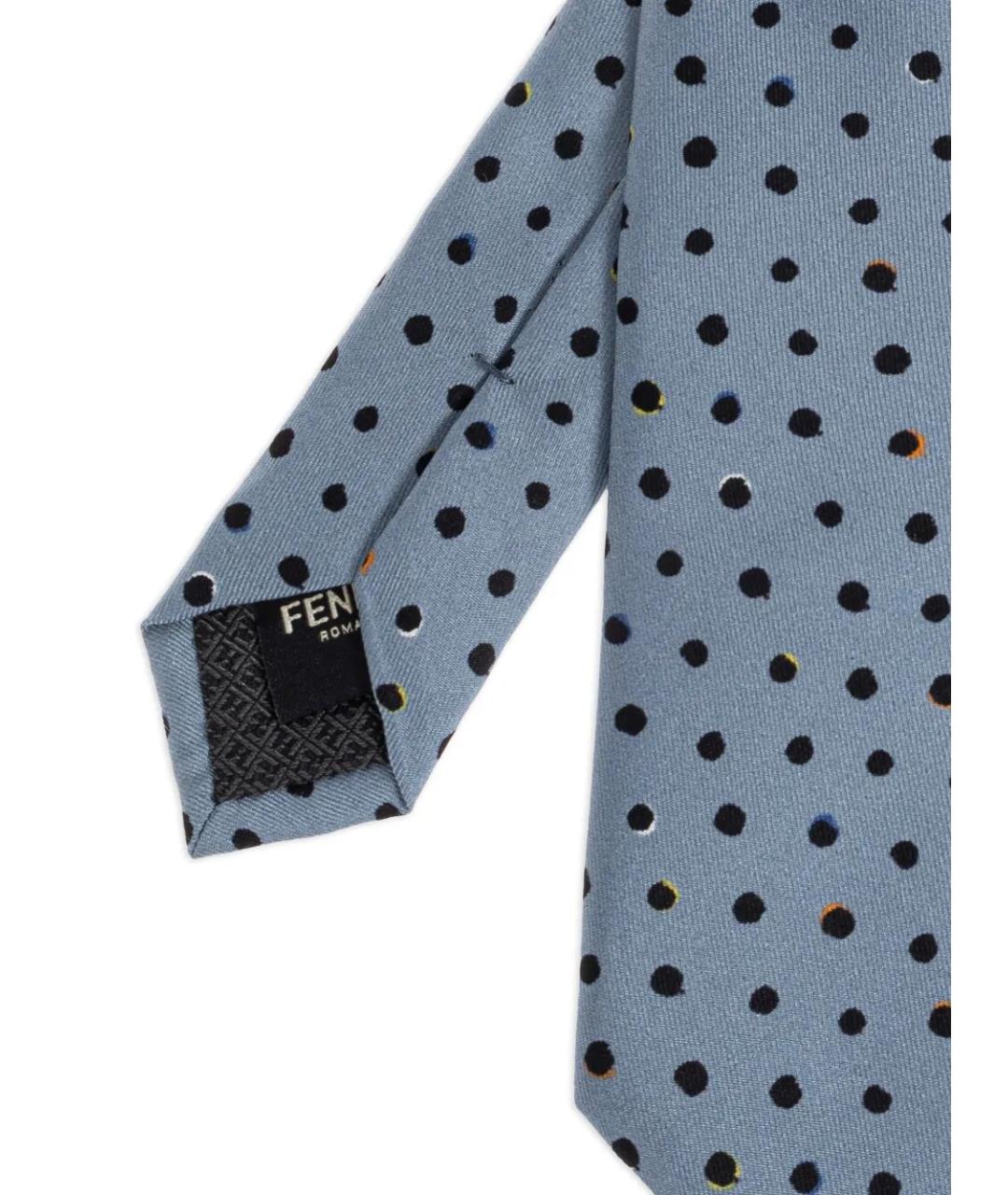 FENDI Голубой шелковый галстук, фото 2