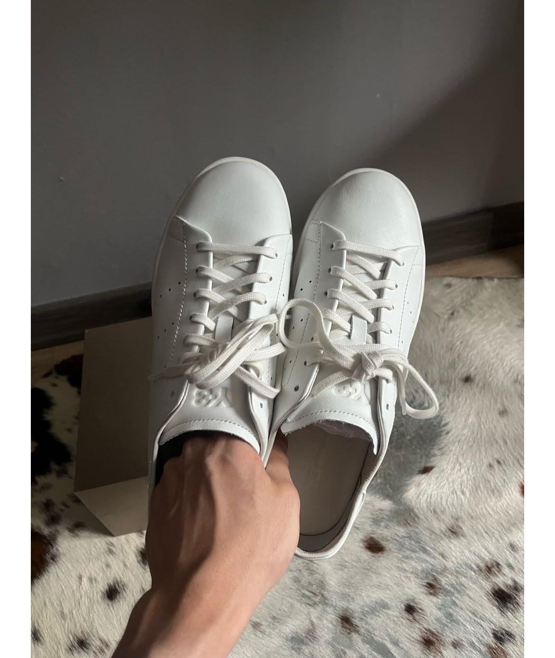 Y-3 Белые кожаные низкие кроссовки / кеды, фото 4