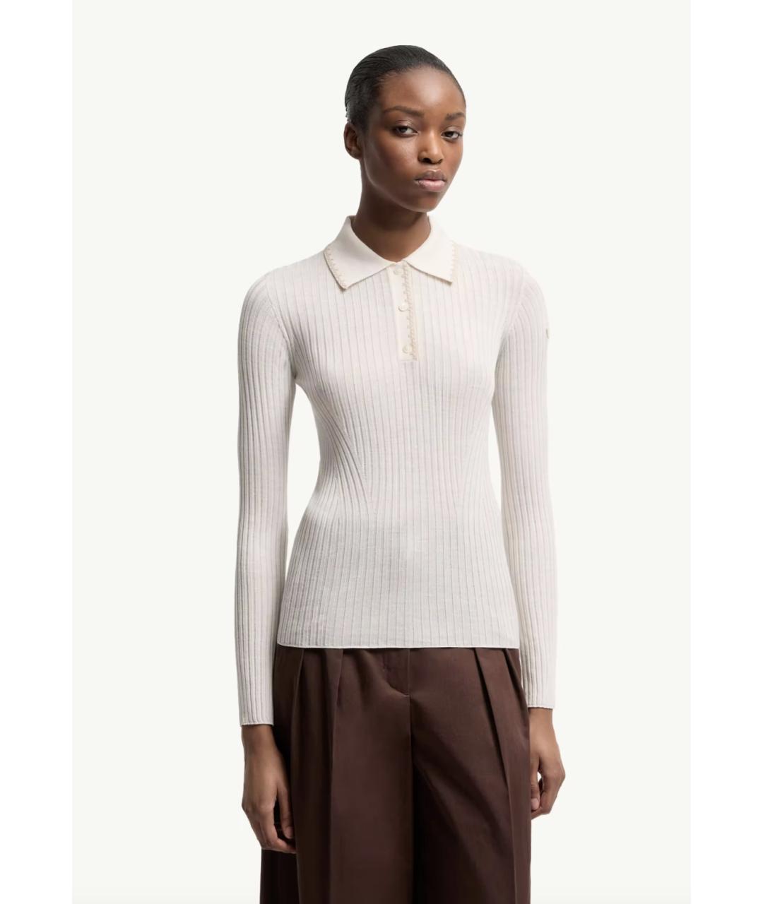 MONCLER Белый шерстяной джемпер / свитер, фото 4