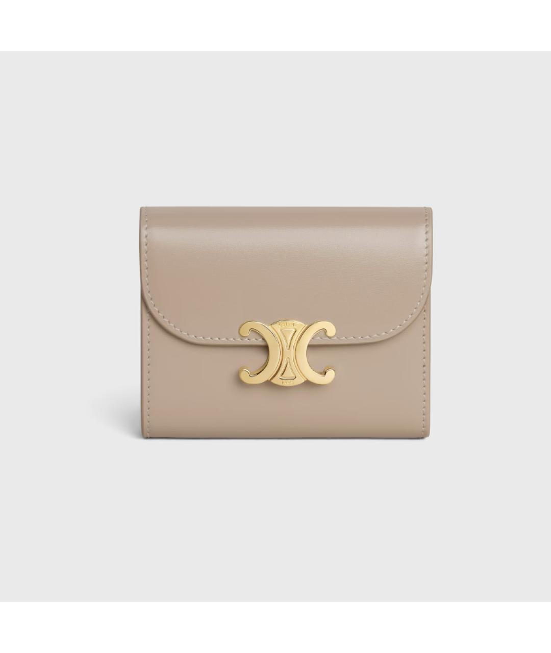 CELINE Бежевый кожаный кошелек, фото 6