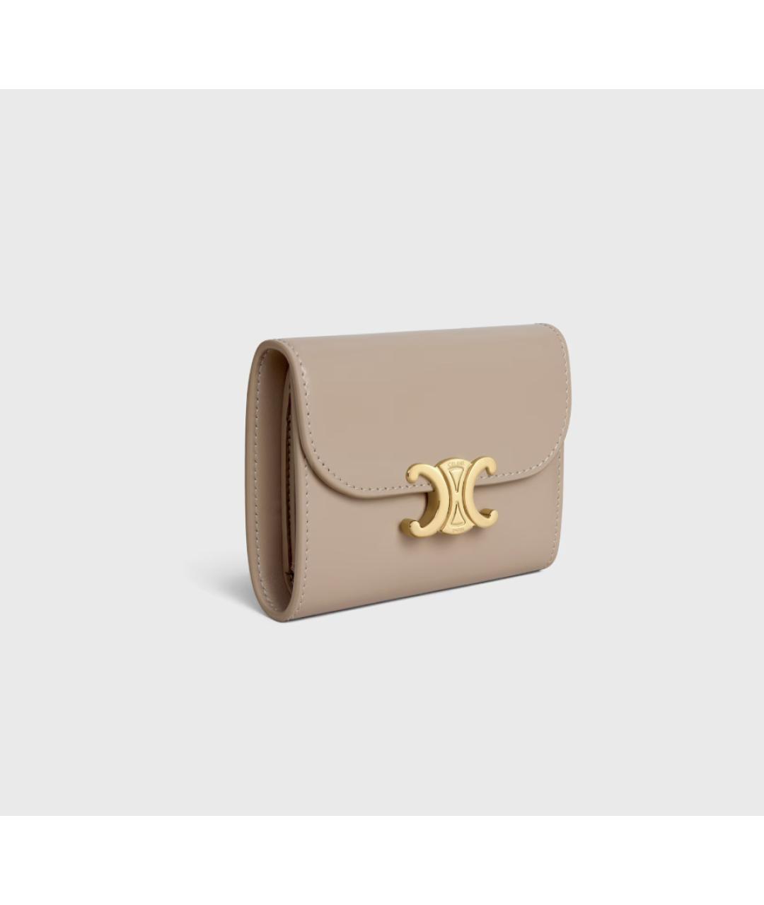 CELINE Бежевый кожаный кошелек, фото 3