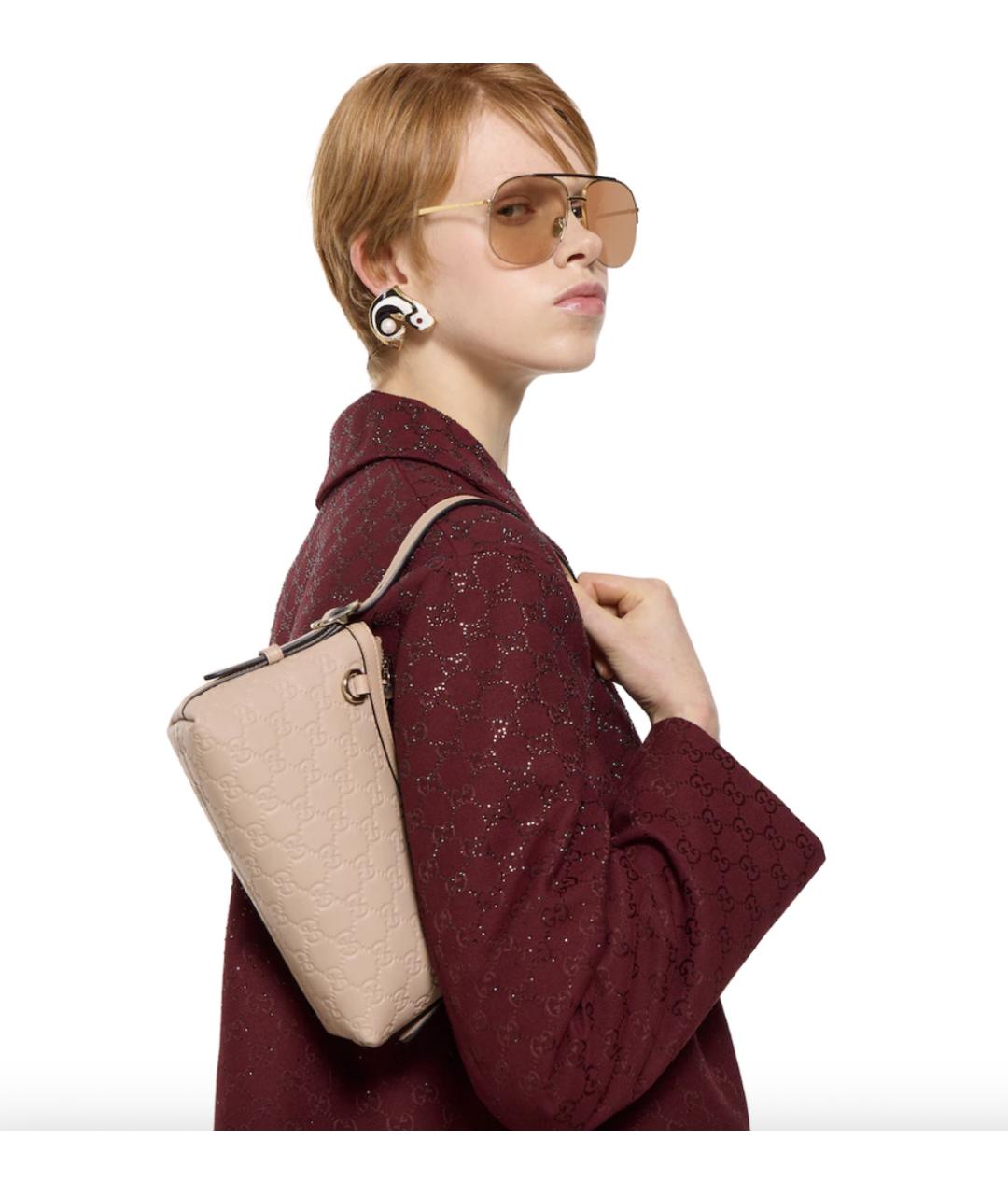 GUCCI Розовая кожаная сумка через плечо, фото 4