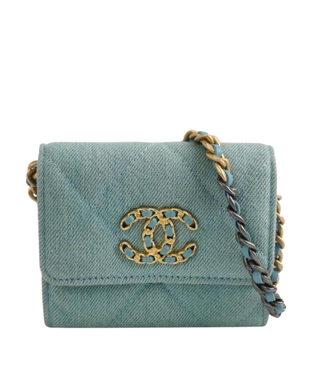 CHANEL Голубая деним сумка через плечо, фото 1