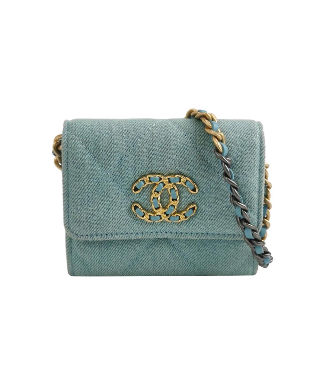 CHANEL Голубая деним сумка через плечо, фото 9