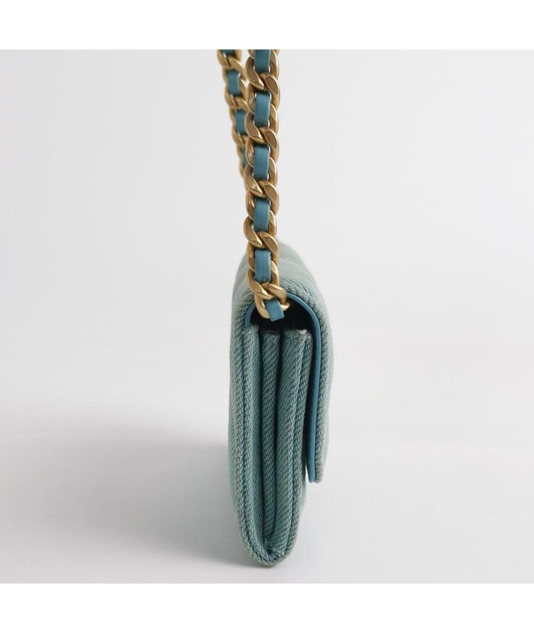 CHANEL Голубая деним сумка через плечо, фото 4