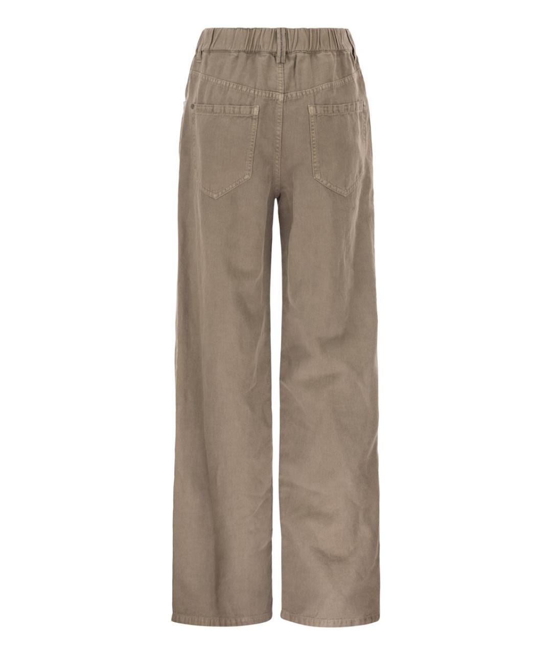 BRUNELLO CUCINELLI Коричневые хлопковые прямые брюки, фото 2