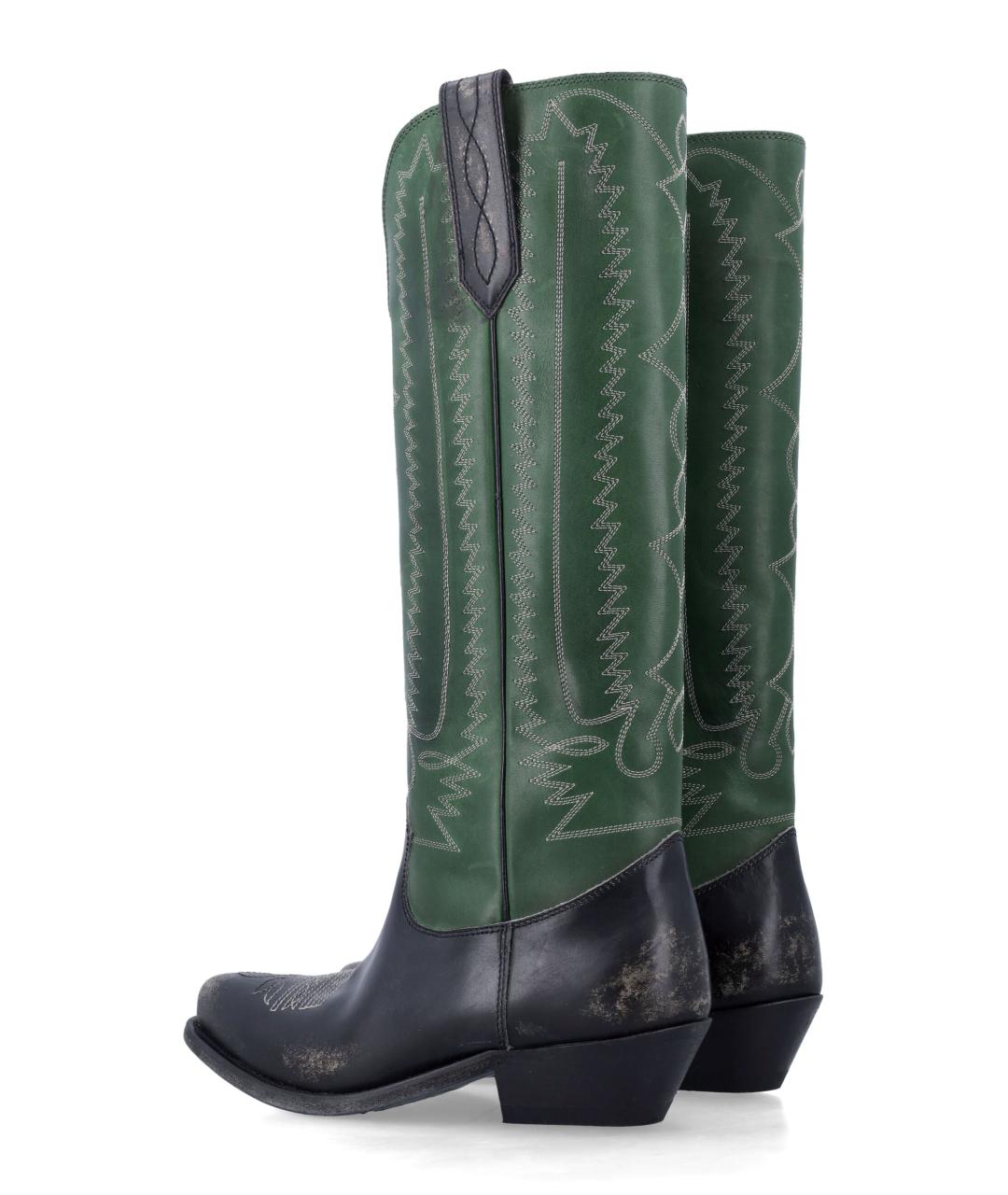 GOLDEN GOOSE DELUXE BRAND Зеленые кожаные сапоги, фото 3
