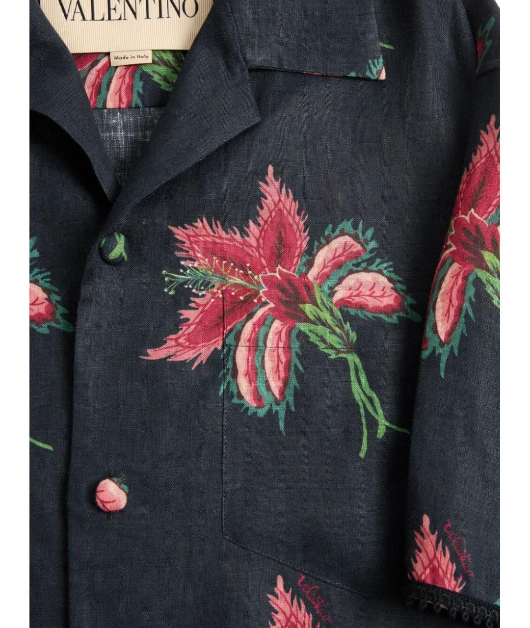 VALENTINO Черная льняная кэжуал рубашка, фото 5