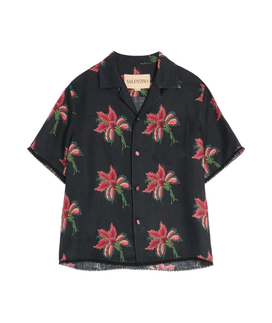 VALENTINO Черная льняная кэжуал рубашка, фото 1