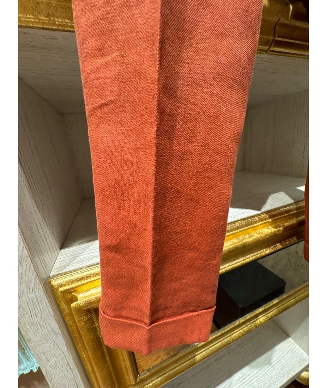 LORO PIANA Оранжевое льняные брюки узкие, фото 5