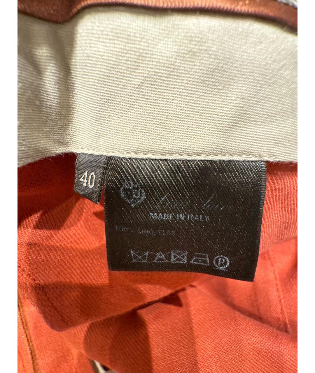 LORO PIANA Оранжевое льняные брюки узкие, фото 7
