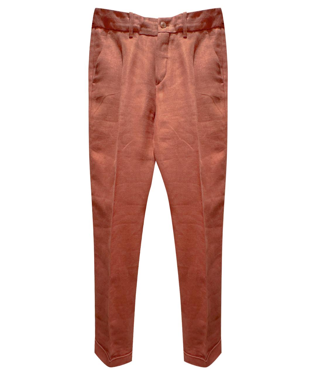 LORO PIANA Оранжевое льняные брюки узкие, фото 1