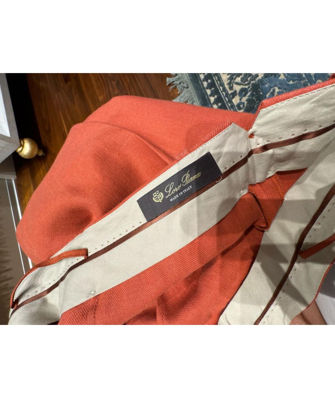LORO PIANA Оранжевое льняные брюки узкие, фото 8