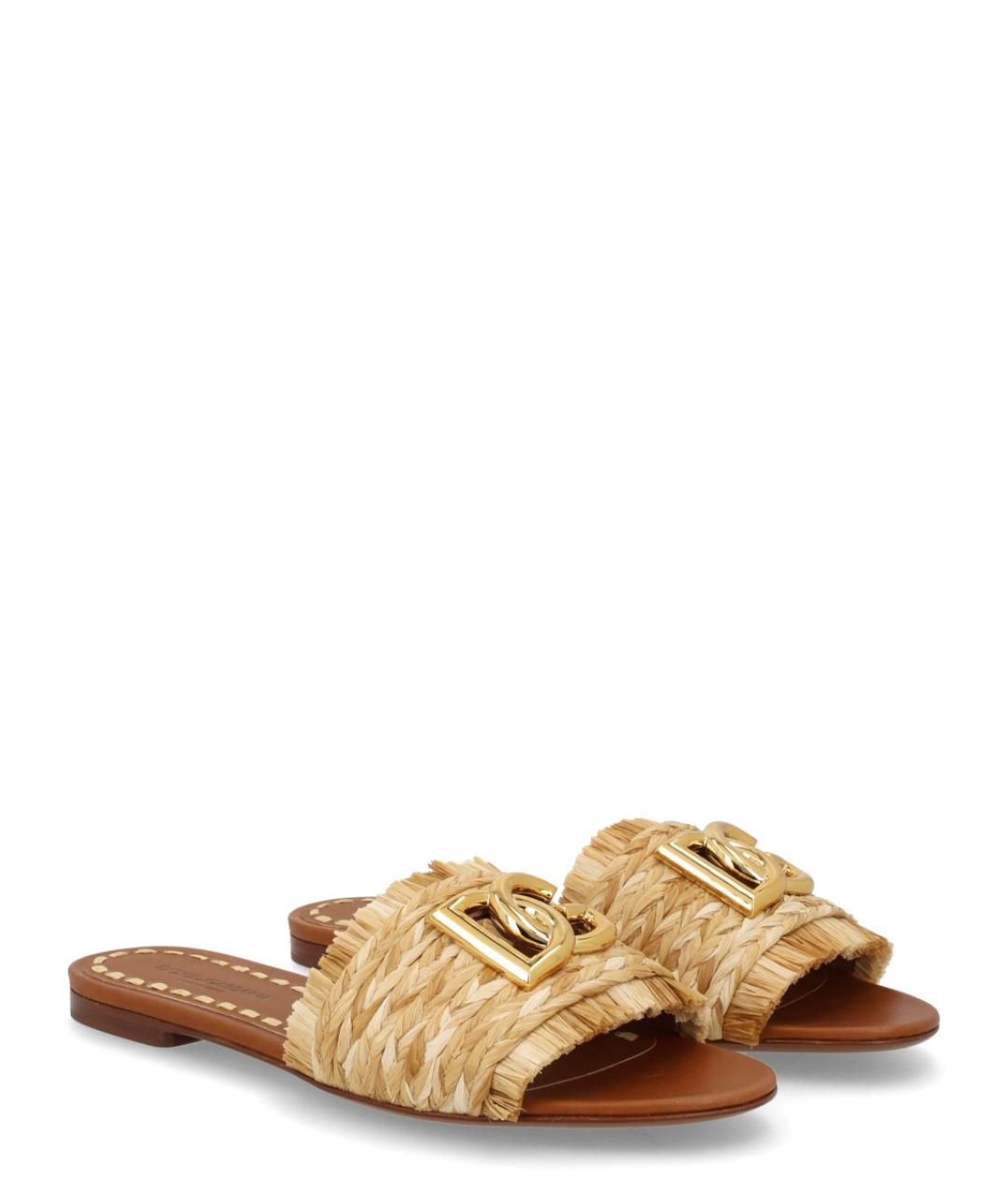 DOLCE&GABBANA Бежевые шлепанцы, фото 2