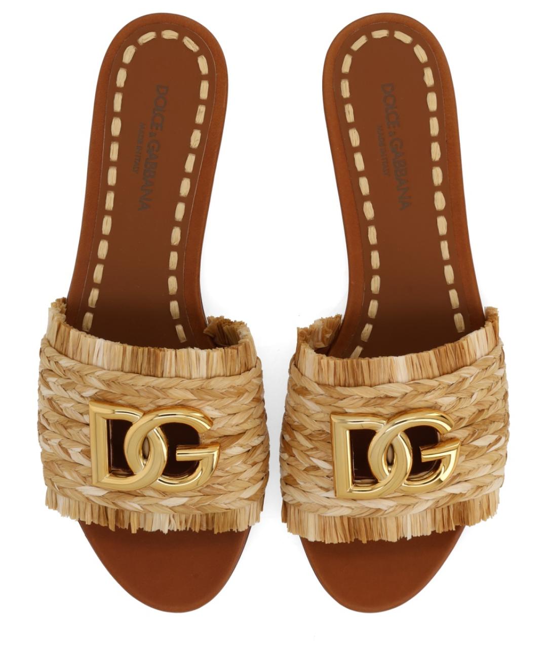 DOLCE&GABBANA Бежевые шлепанцы, фото 5