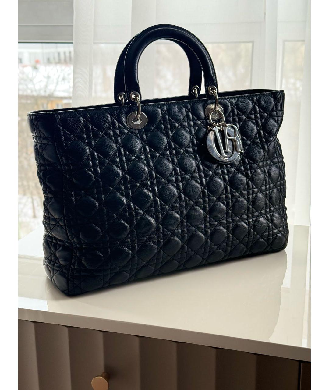 CHRISTIAN DIOR Черная кожаная сумка с короткими ручками, фото 2