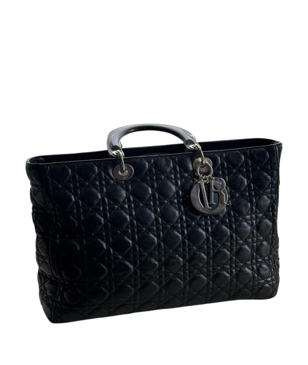CHRISTIAN DIOR Черная кожаная сумка с короткими ручками, фото 1