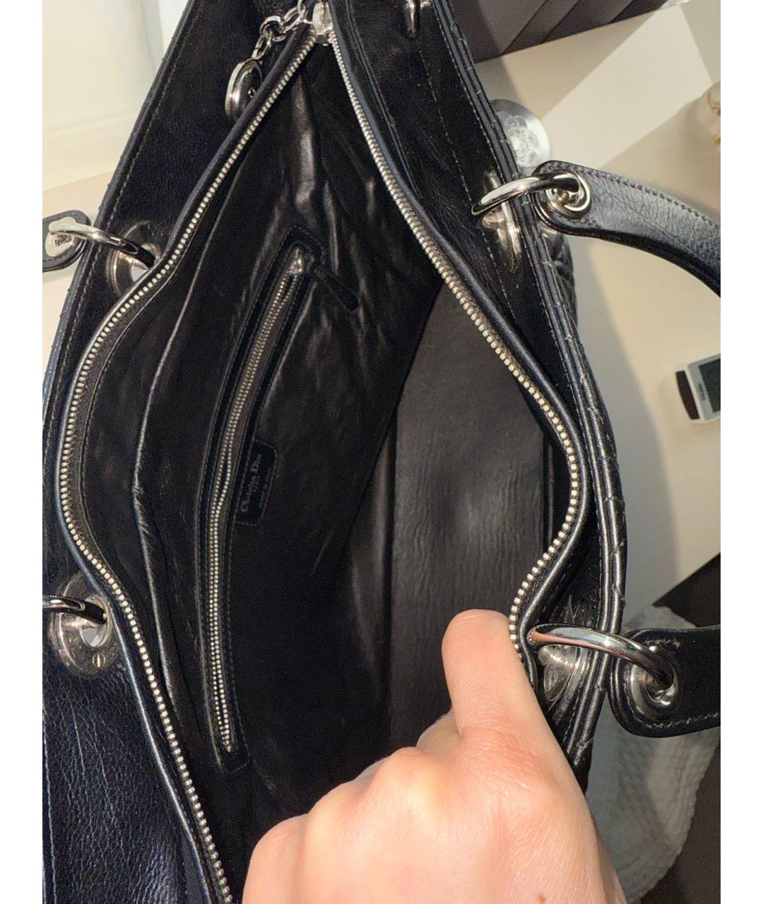 CHRISTIAN DIOR Черная кожаная сумка с короткими ручками, фото 4