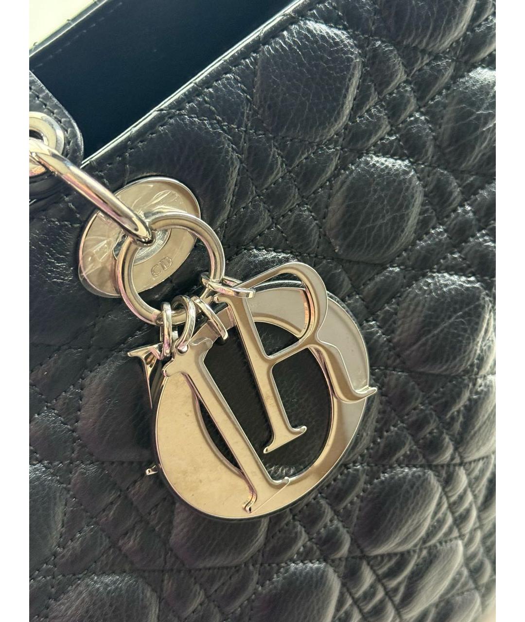 CHRISTIAN DIOR Черная кожаная сумка с короткими ручками, фото 6