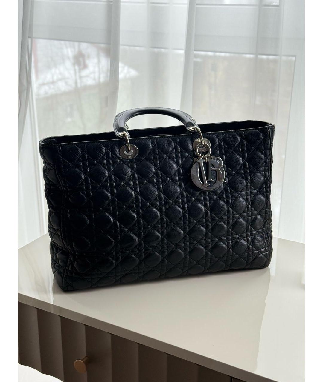 CHRISTIAN DIOR Черная кожаная сумка с короткими ручками, фото 7