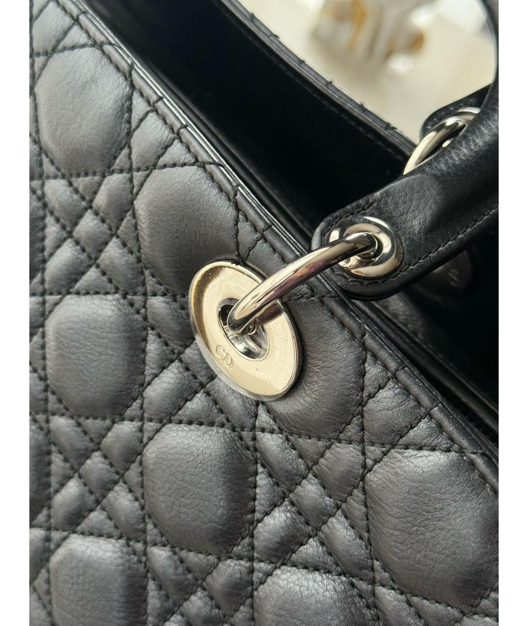CHRISTIAN DIOR Черная кожаная сумка с короткими ручками, фото 5