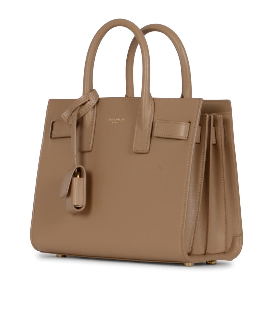 SAINT LAURENT Бежевая кожаная сумка тоут, фото 2