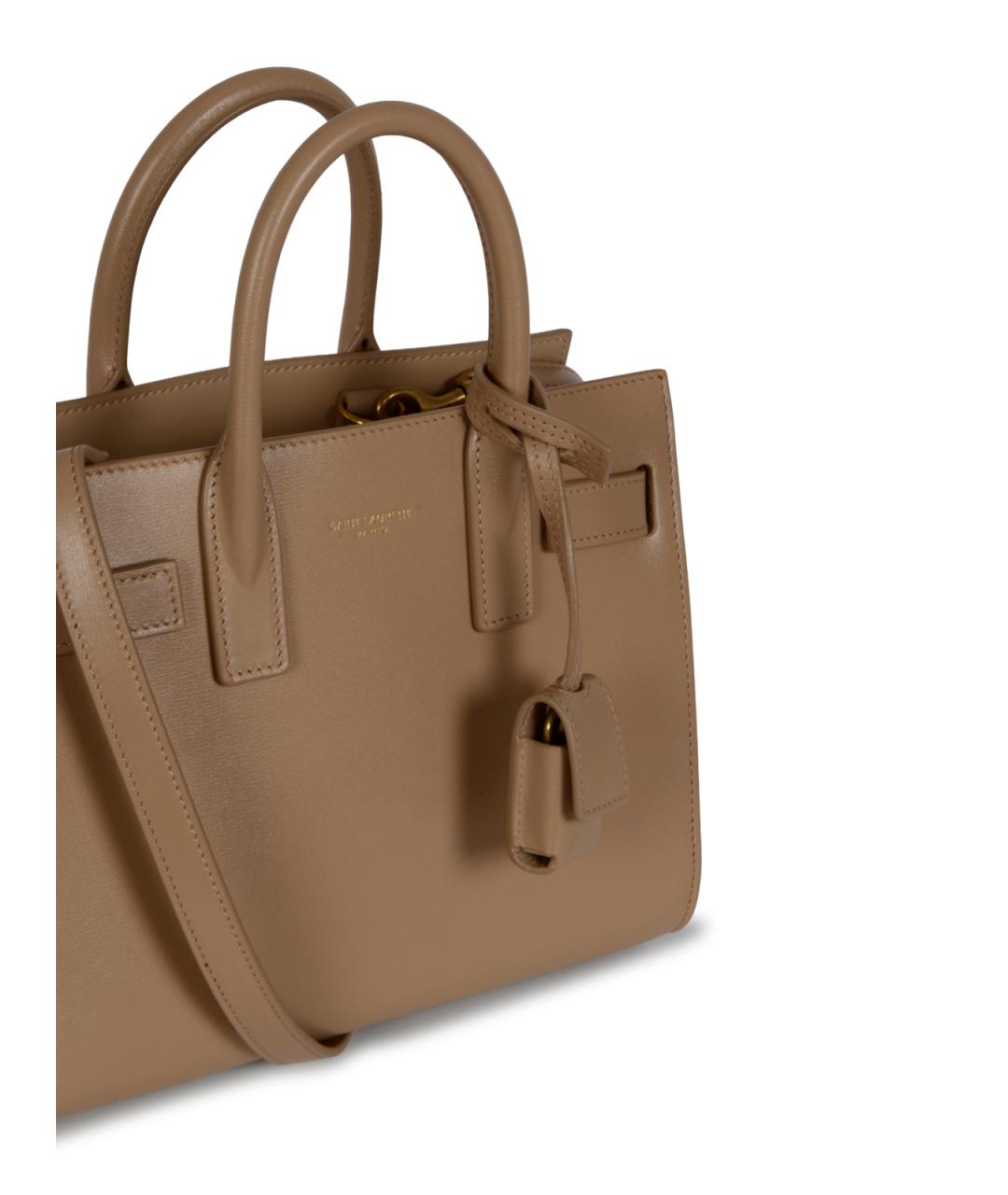 SAINT LAURENT Бежевая кожаная сумка тоут, фото 4