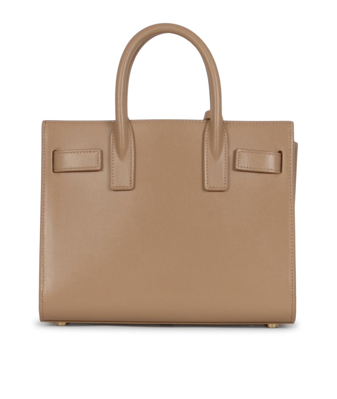 SAINT LAURENT Бежевая кожаная сумка тоут, фото 3