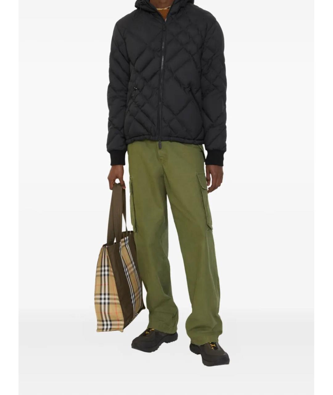 BURBERRY Зеленые хлопковые повседневные брюки, фото 2