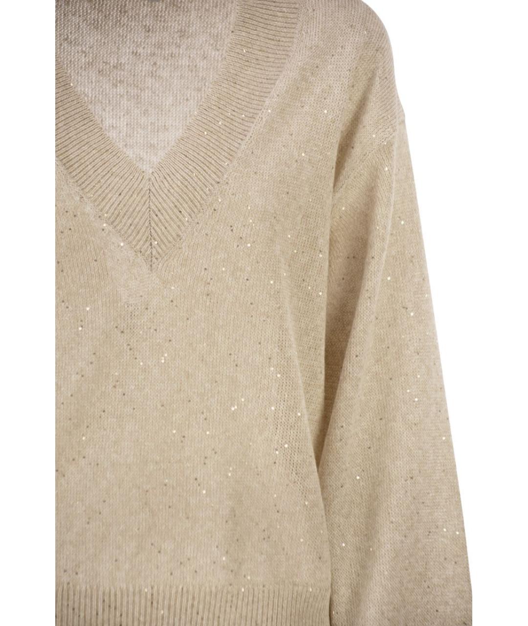 BRUNELLO CUCINELLI Бежевый льняной джемпер / свитер, фото 4