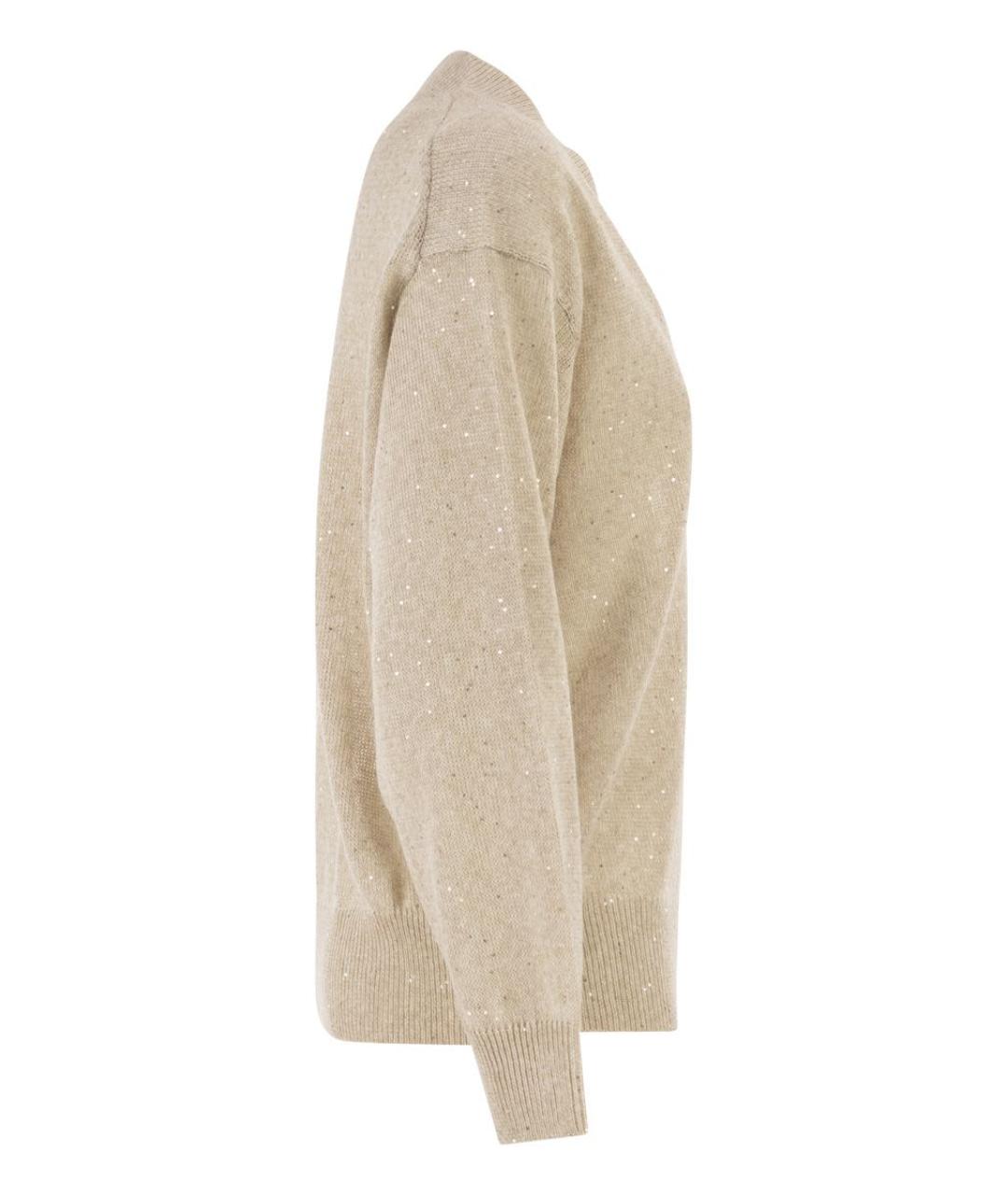 BRUNELLO CUCINELLI Бежевый льняной джемпер / свитер, фото 3