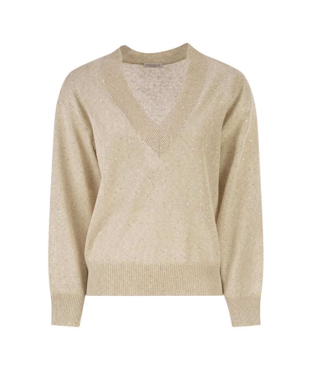 BRUNELLO CUCINELLI Бежевый льняной джемпер / свитер, фото 1
