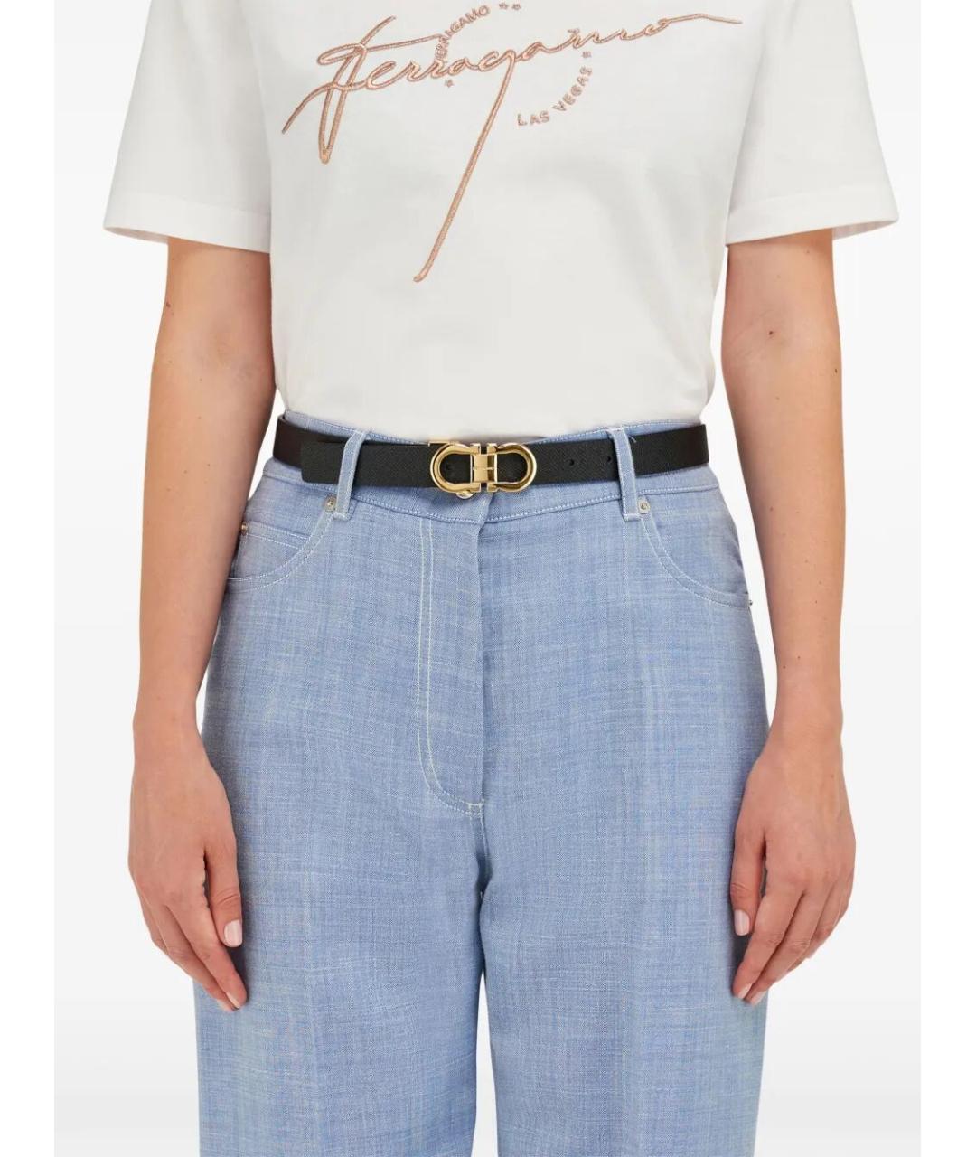 FERRAGAMO Черный кожаный ремень, фото 2