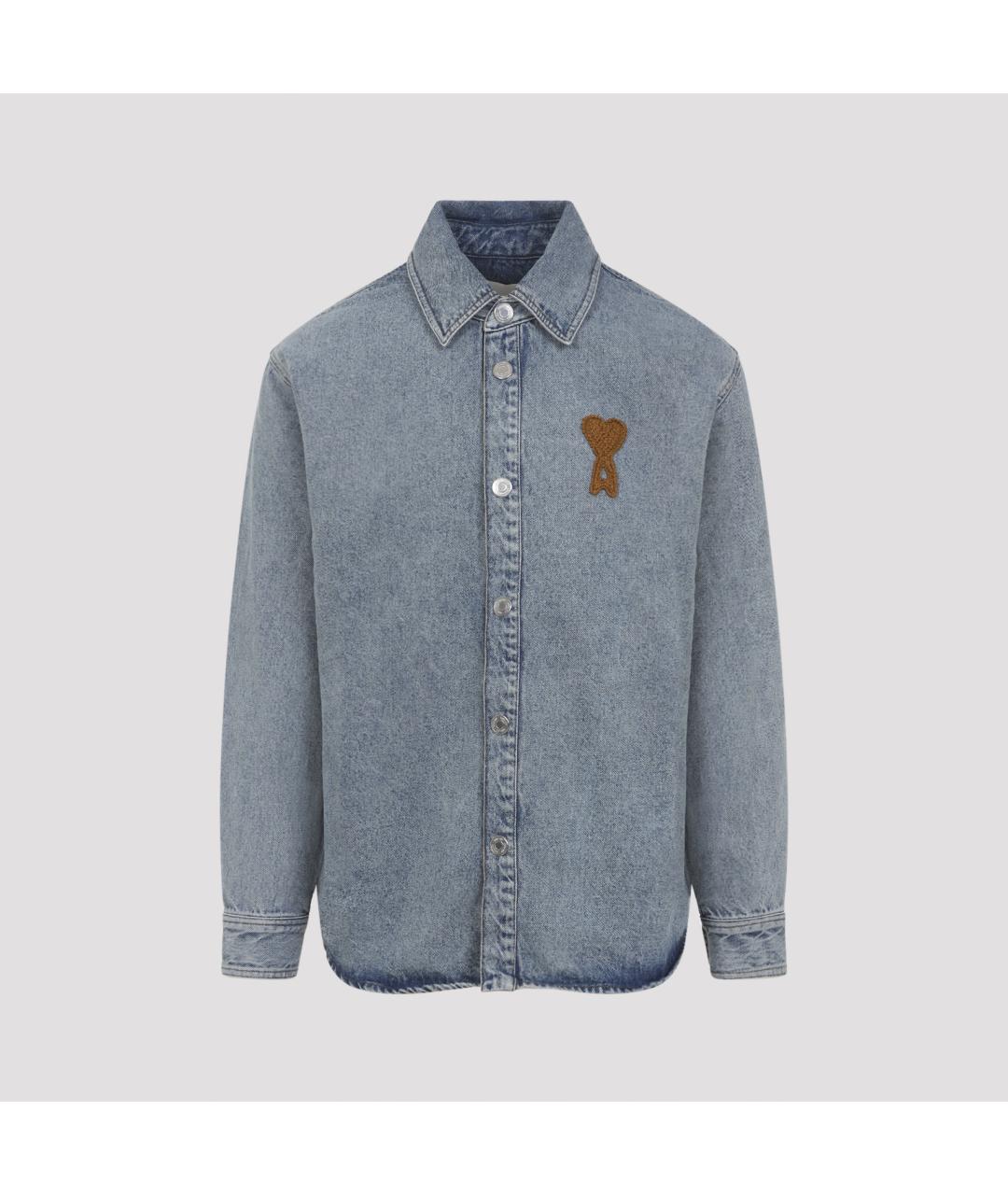 Ami Paris Голубая хлопковая кэжуал рубашка, фото 2