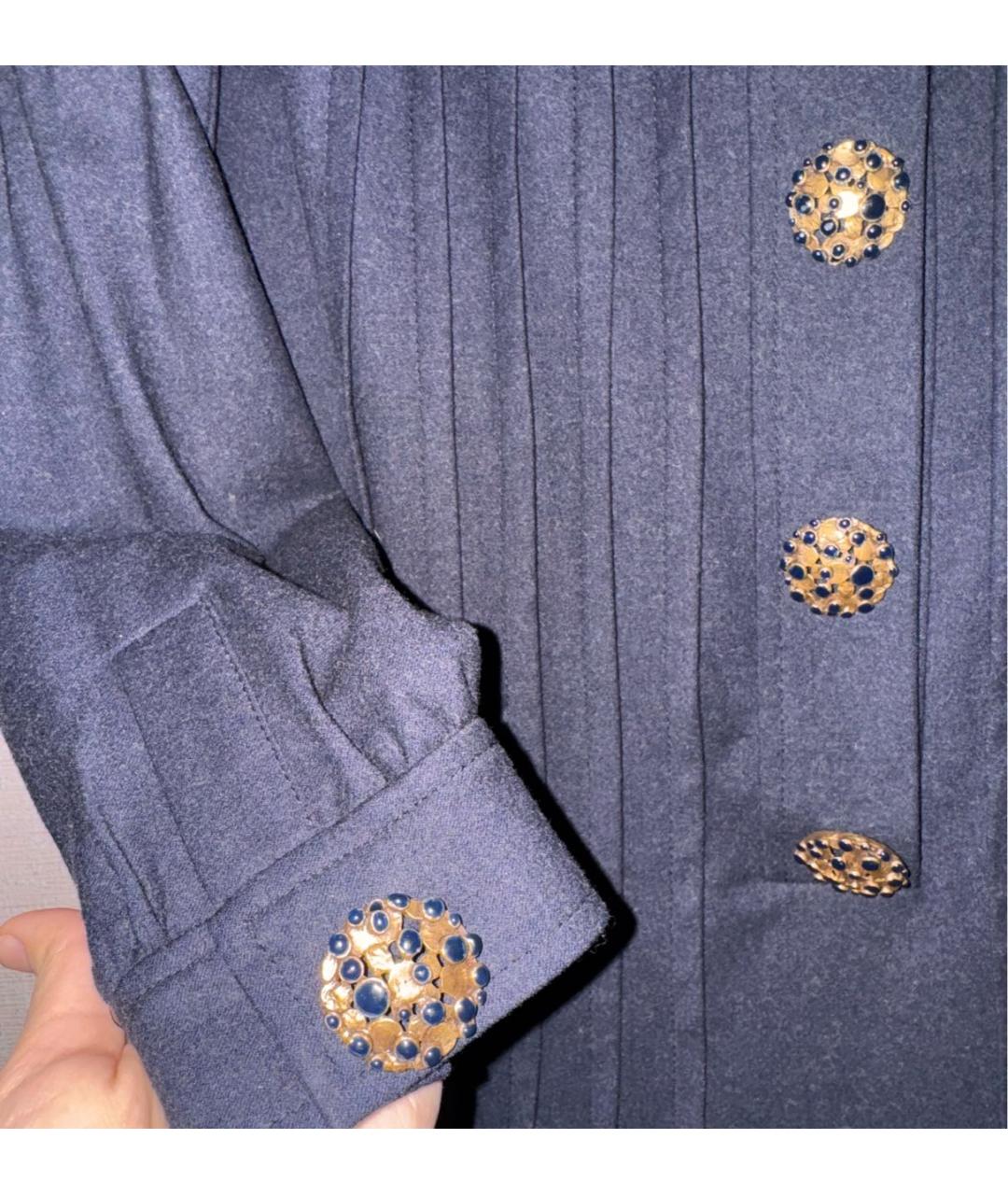 OSCAR DE LA RENTA Темно-синее шерстяное вечернее платье, фото 4